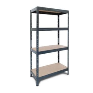 Метален стелаж с 4 рафта Ar shelving RIVET S, до 175 кг на рафт, 180x75x35 см е идеален за складове, мазета и гаражи. Здрав и лесен за монтаж.