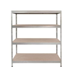 Метален стелаж с 4 рафта Ar shelving RIVET300, до 300 кг на рафт, 180x150 см, 180x150 см, с 300 кг товароносимост за ефективно съхранение.