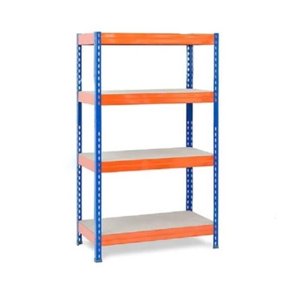 Метален стелаж с 4 рафта Ar shelving RIVET300 EB50, до 300 кг на рафт, 192x100x50 см, синьо и оранжево. Метален стелаж с 4 рафта Ar shelving RIVET300 EB50, до 300 кг на рафт, 192x100x50 см, синьо и оранжево.