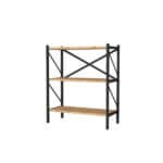 Метална етажерка с 3 рафта, ПДЧ, Черна, 66x85 см