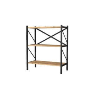 Метална етажерка с 3 рафта Черна, идеална за съхранение на книги и декорации, 66x85 см.