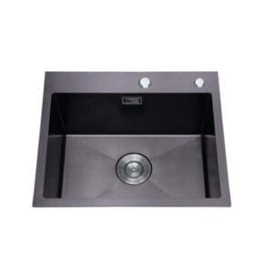 Мивка за кухня Алпака Cascada D5343HB, правоъгълна неръждаема стомана с черно покритие