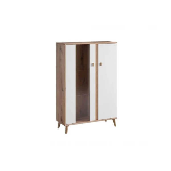 Ниска витрина Matis Porto, дъбова витрина с плавно затваряне, идеална витрина за хол с 4 полици. Ниска витрина Matis Porto, дъбова витрина с плавно затваряне, идеална витрина за хол с 4 полици.