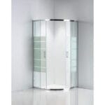 Овална душ кабина Cascada, плъзгащи врати, бели ленти, 85-90 см