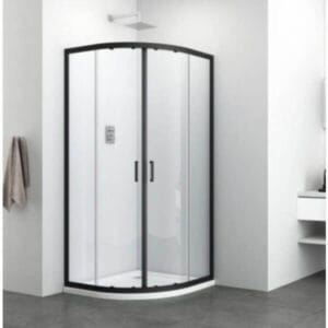 Овална душ кабина Cascada плъзгащи врати, черен мат профил, матирано стъкло, 85-90 см стилна и удобна
