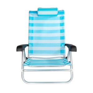 Плажен стол My Garden ZRC023-19 с 5 позиции, лек алуминиев плажен стол в синьо райе за комфорт на плажа