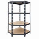 Ъглов метален стелаж с 4 рафта Profi Black, до 400 кг на рафт, 180x90/90x40см