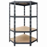 Ъглов метален стелаж с 4 рафта Profi Black, до 400 кг на рафт, 180x90/90x45 см