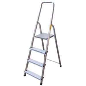 Алуминиева домакинска стълба Ziel 3+1 с 4 стъпала, лека алуминиева стълба 1.25 м за дома