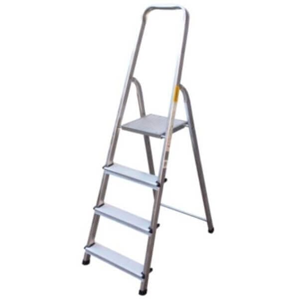 Алуминиева домакинска стълба Ziel 3+1 с 4 стъпала, лека алуминиева стълба 1.25 м за дома Алуминиева домакинска стълба Ziel 3+1 с 4 стъпала, лека алуминиева стълба 1.25 м за дома