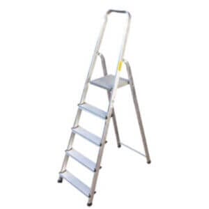 Алуминиева домакинска стълба Ziel 4+1, лека алуминиева стълба с 5 стъпала за дома 1.45 м