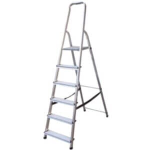 Алуминиева домакинска стълба Ziel 5+1 с 5 стъпала, лека и здрава стълба алуминиева 1,65 м