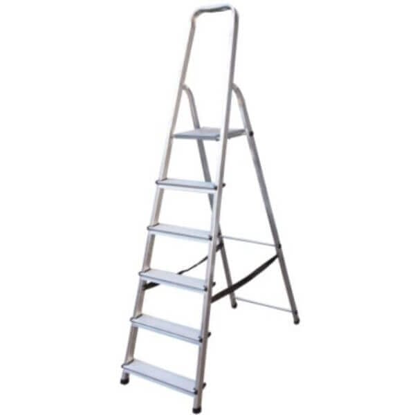 Алуминиева домакинска стълба Ziel 5+1 с 5 стъпала, лека и здрава стълба алуминиева 1,65 м Алуминиева домакинска стълба Ziel 5+1 с 5 стъпала, лека и здрава стълба алуминиева 1,65 м
