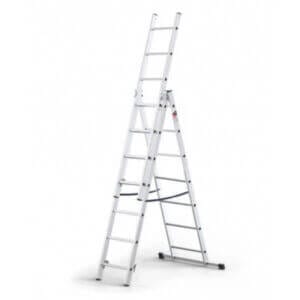 Алуминиева стълба Ziel 3x7 стъпала, трираменна алуминиева стълба 3.5 метра с 7 стъпала, лека и стабилна