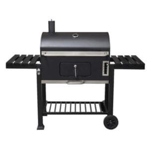 Барбекю на въглища Ziel Grill FC-KDL2006 с чугунена плоча, черен мат, термометър и сгъваеми маси