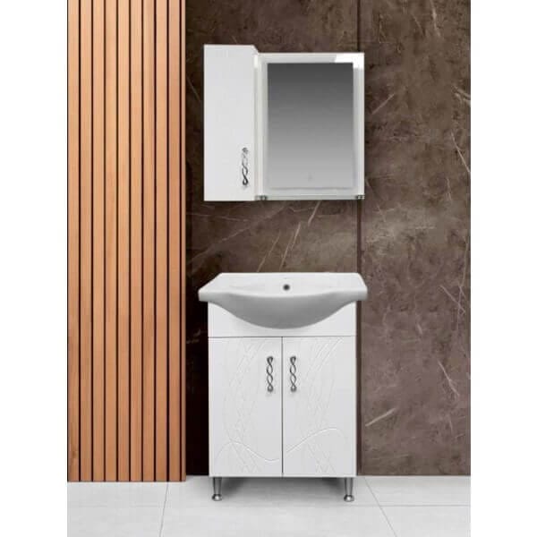 Долен шкаф за баня с мивка Makena Непал, Бял Долен шкаф за баня с мивка Makena Непал, Бял