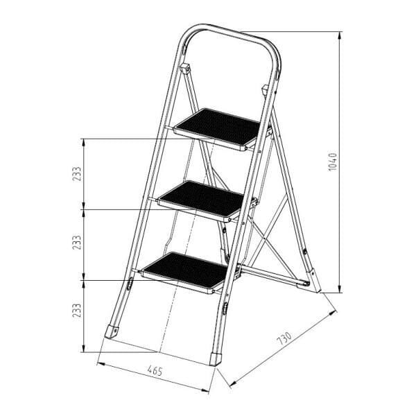 Домакинска метална стълба 3 стъпала бяла Домакинска метална стълба 3 стъпала бяла
