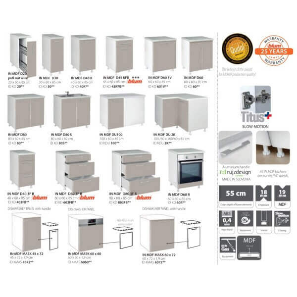 Горен шкаф Matis V60 1V, беж гланц, 60x31x72 см, 1 врата, 2 рафта Горен шкаф Matis V60 1V, беж гланц, 60x31x72 см, 1 врата, 2 рафта