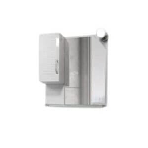 Горен шкаф за баня с огледало Makena Денвър, бял стенен шкаф с LED осветление и водоустойчив дизайн.