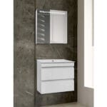 Горен шкаф за баня с огледало Макена Дона, Бял