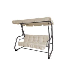 Градинска люлка 3-местна My Garden TLS031 бежова с тента, комфортна 3-местна градинска мебел за релакс