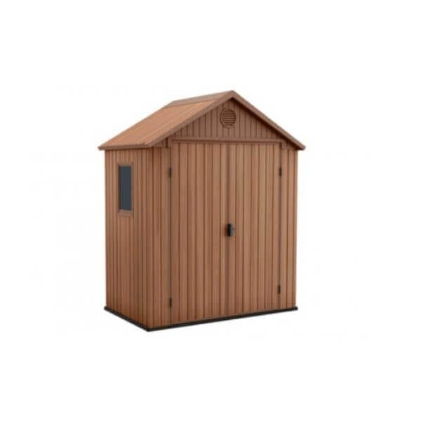 Градински навес барака Keter Darwin с кафяв цвят и двойна стена за съхранение на инструменти Градински навес барака Keter Darwin с кафяв цвят и двойна стена за съхранение на инструменти