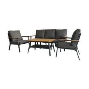 Градински сет My Garden TLF147 с алуминиеви мебели polywood, графитен диван и фотьойли с възглавници