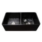 Керамична кухненска мивка Cascada черен мат, двойна, 83.8x45.7x25.4 см
