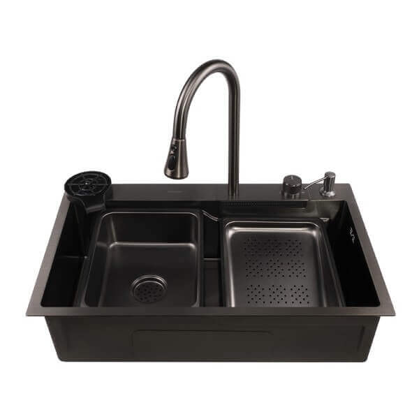 Кухненска мивка Cascada D7546HY, мултифункционална, сатенено PVD черно, нано покритие Кухненска мивка Cascada D7546HY, мултифункционална, сатенено PVD черно, нано покритие
