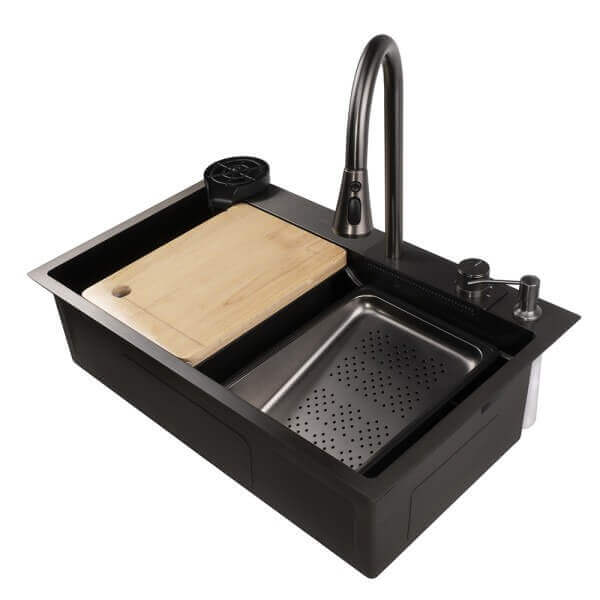 Кухненска мивка Cascada D7546HY, мултифункционална, сатенено PVD черно, нано покритие Кухненска мивка Cascada D7546HY, мултифункционална, сатенено PVD черно, нано покритие