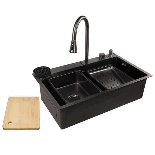 Кухненска мивка Cascada D7546HY, мултифункционална, сатенено PVD черно, нано покритие Кухненска мивка Cascada D7546HY, мултифункционална, сатенено PVD черно, нано покритие