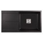 Кухненска мивка Cascada, гранит, с едно корито и отцедник, 94 x 45 x 21.5 см, черен