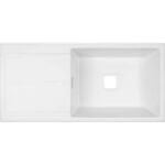 Кухненска мивка Cascada с едно корито и отцедник, гранит, Бял, 94 х 45 х 21,5 см