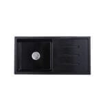 Кухненска мивка Cascada с едно корито и отцедник, гранит, Черен, 100 х 50 х 20 см