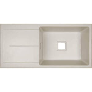 Кухненска мивка Cascada с едно корито и отцедник, крем гранитна мивка с преливник за кухня