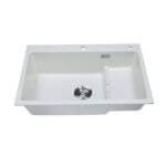 Кухненска мивка Cascada с помощно корито, гранит, бял, 80/49/22