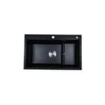 Кухненска мивка Cascada с помощно корито, гранит, Черен, 80x49x22 см