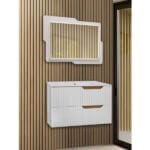 Мебел за баня Макена Руби с мивка, Бял шкаф 80 см