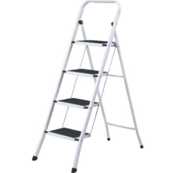Метална домакинска стълба 4 стъпала, бяла Метална домакинска стълба 4 стъпала, бяла