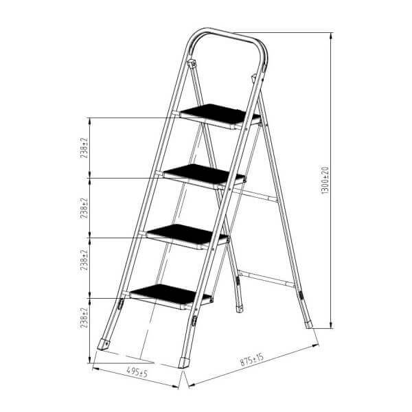 Метална домакинска стълба 4 стъпала, бяла Метална домакинска стълба 4 стъпала, бяла