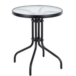 Метална маса My Garden SC-070 с темперирано стъкло и отвор за чадър, идеална за градина