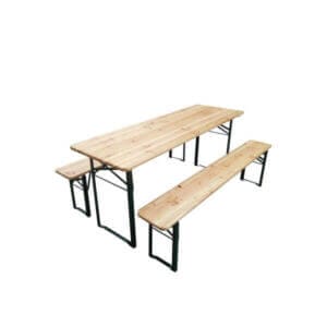 Сгъваем бирен сет с 2 пейки от прахово боядисан метал, удобен за градина и къмпинг