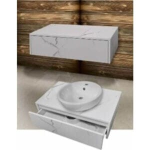 Шкаф за баня Makena Бианка 70см, водоустойчив стенен шкаф с чекмедже, идеален за организиране.