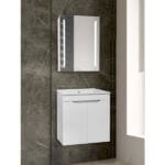 Шкаф за баня с огледало и LED осветление Макена Хелиос, Бял