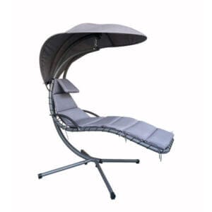 Висящ стол My Garden TLS025 с метална рамка и възглавници, градински външен стол сив за релакс