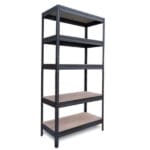 Метален стелаж с 5 рафта Premium ламинат дъб, до 120 кг на рафт, 180x90x40 см