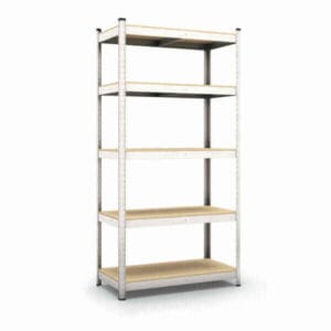 Метален стелаж с 5 рафта Standard DIY, до 175 кг на рафт, 180х90х40 см безболтово сглобяване, ниска цена, идеален за всеки