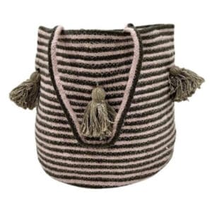 Ръчно тъкана кошница с дръжки FHF-BS-2024-01, 100% памук, 35х35х35 см, многоцветна кошница от памук с дръжки за съхранение и декор.