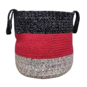 Ръчно тъкана кошница с дръжки FHF-BS-2024-05, 100% памук, 40х40х40 см, многоцветна кошница с памук и дръжки за съхранение вкъщи