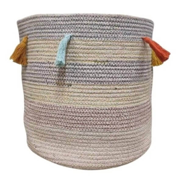 Ръчно тъкана кошница с дръжки FHF-BS-2024-09, 100% памук, 35х35х35 см, идеална за съхранение и декорация в дома. Ръчно тъкана кошница с дръжки FHF-BS-2024-09, 100% памук, 35х35х35 см, идеална за съхранение и декорация в дома.